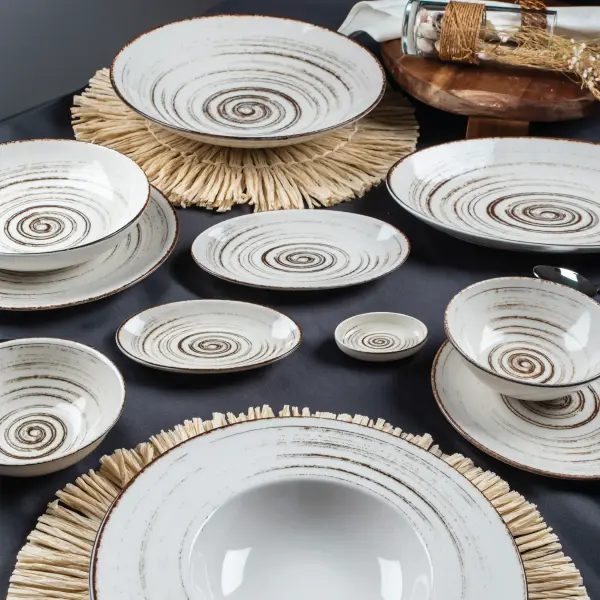 Spiral Elegance Porcelain Dinner Set