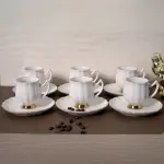 Lale 12-Piece Luxury Gold Gilded Porcelain Coffee Cup Set for Modern and Classic Sophisticated Coffee Experiences