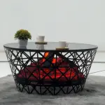 Atlanta Ember Coffee Table | Modern 3D-Printed Geometric Design with Electric Fire Pit, Bluetooth Speaker, and Rechargeable Functionality | Cozy Living Room Furniture for Luxury and Elegance