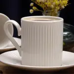 Ediz Ribbed White Porcelain Coffee Cup Set – Modern and Elegant Design for Sophisticated Coffee Lovers