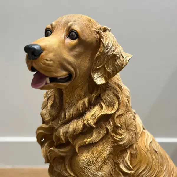 Handmade Golden Retriever Dog Statue - Decorative Pet Sculpture for Home & Garden