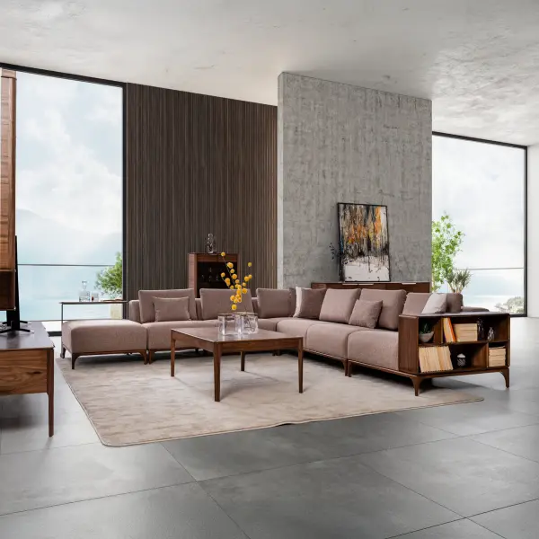 Ferozzi Lounge Corner Set – Modern Modular Sofa with Adjustable Headrests, Beech Wood Legs & Custom Fabric Options | Durable & Comfortable Living Room Furniture