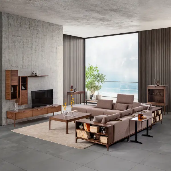 Ferozzi Lounge Corner Set – Modern Modular Sofa with Adjustable Headrests, Beech Wood Legs & Custom Fabric Options | Durable & Comfortable Living Room Furniture