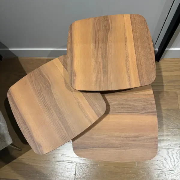 Ferozzi  B-1 Ferozzi Walnut MDF Veneer Nesting Table Set with Solid Wood Legs