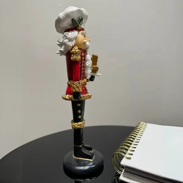 Nutcracker Handmade Christmas Figurine – White Hat Edition
