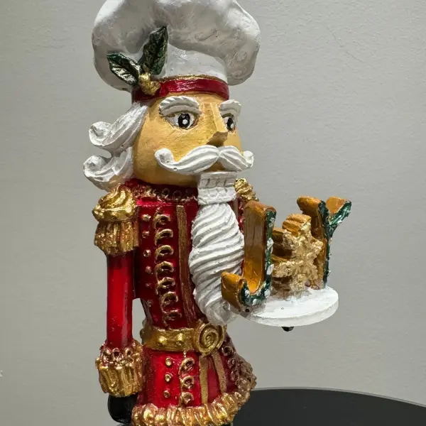 Nutcracker Handmade Christmas Figurine – White Hat Edition