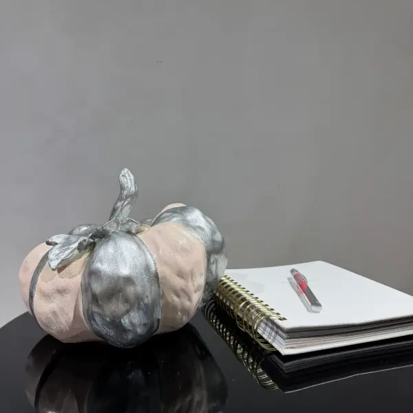 Pink Platinum Handmade Pumpkin Sculpture