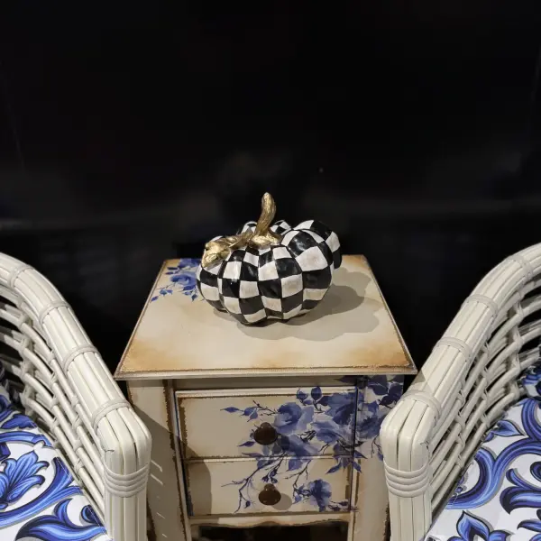 Handmade Pumpkin Sculpture with Mackenzie-Pattern Design