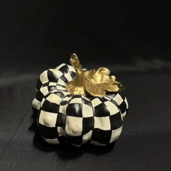 Handmade Pumpkin Sculpture with Mackenzie-Pattern Design