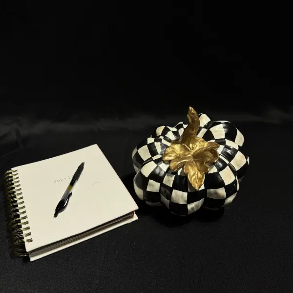 Handmade Pumpkin Sculpture with Mackenzie-Pattern Design