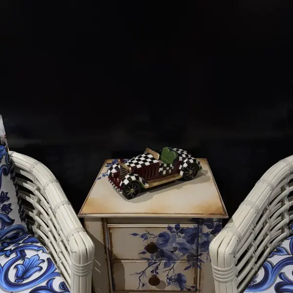 Vintage Checkered Handmade Car Model Decorative Sculpture