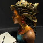 Dryope Statue with Gold Chrome-Plated Crown