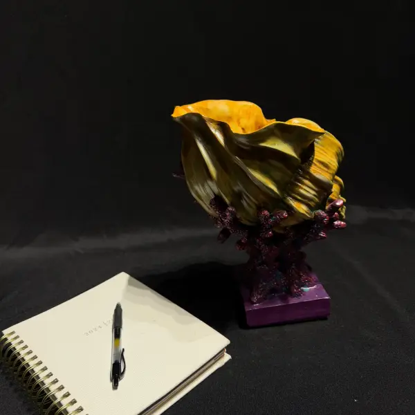 Sea Shell Coral Handmade Statue in Pink and Yellow