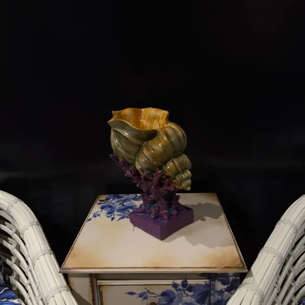 Sea Shell Coral Handmade Statue in Pink and Yellow