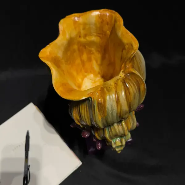 Sea Shell Coral Handmade Statue in Pink and Yellow