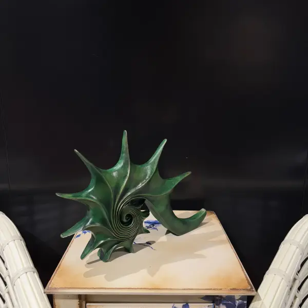 Handmade Green Spiral Shell Sculpture