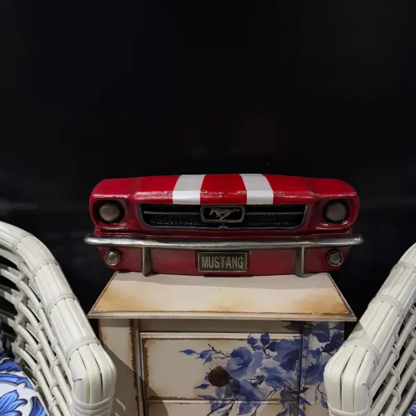 Handmade Red Mustang Front Sculpture