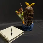 Girl Flower Vase with Yellow Ribbon and Floral Bouquet Design Handmade