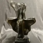 Decorative Female Bust Sculpture with Golden Accents Handmade