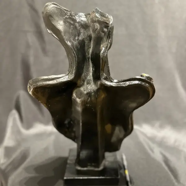 Decorative Female Bust Sculpture with Golden Accents Handmade