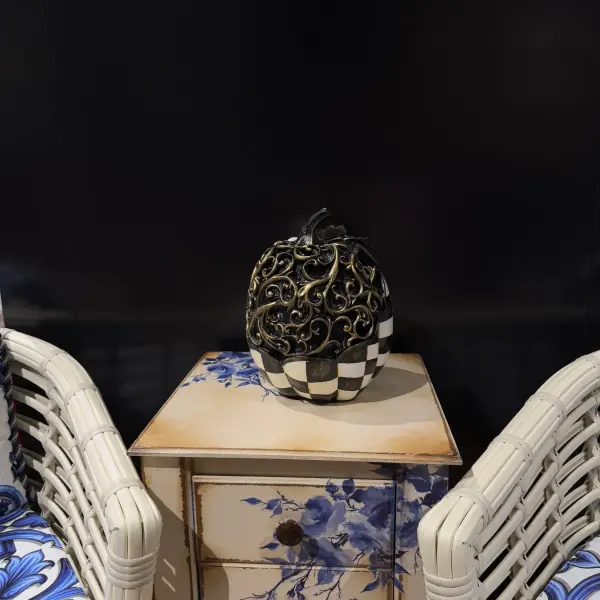 Mackenzie Black and White Apple Decorative Handmade