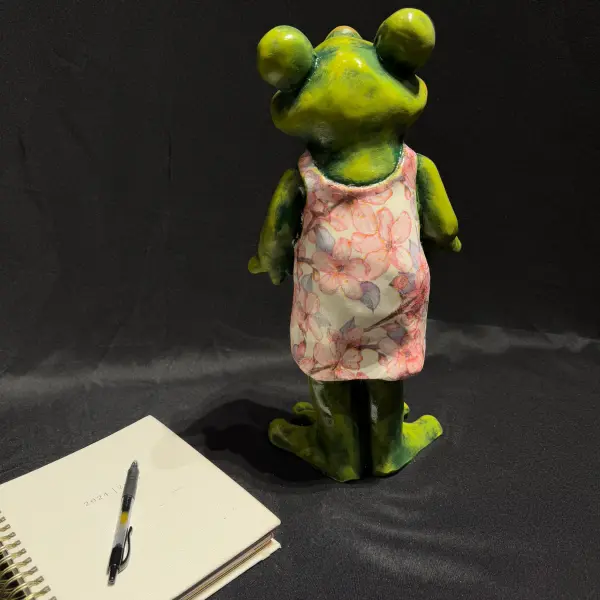 Floral Dress Frog Sculpture Handmade