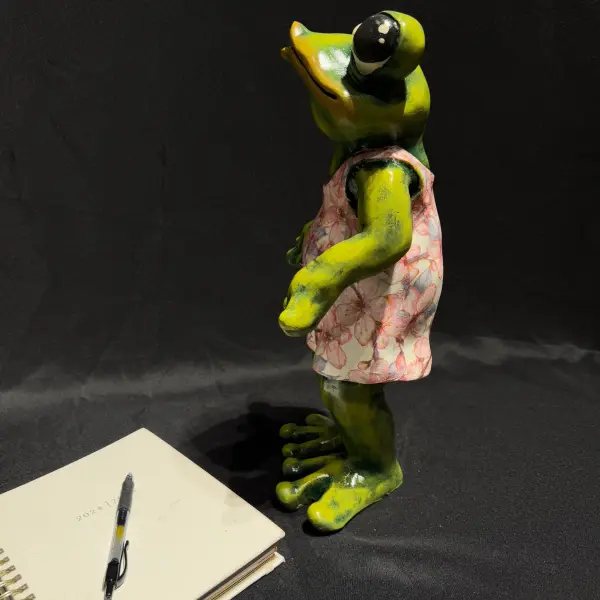 Floral Dress Frog Sculpture Handmade