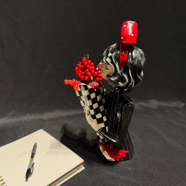 Red Elegance Lady Statue Handmade