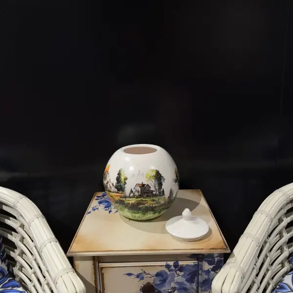 Autumn Landscape Jar with Lid – Unique Decorative Storage Handmade