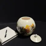 Autumn Landscape Jar with Lid – Unique Decorative Storage Handmade