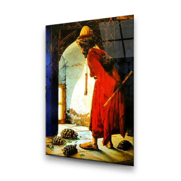 The Turtle Trainer - Rectangle Wall Glass Art