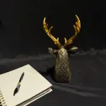 Elegant Golden Deer Head Sculpture Handmade