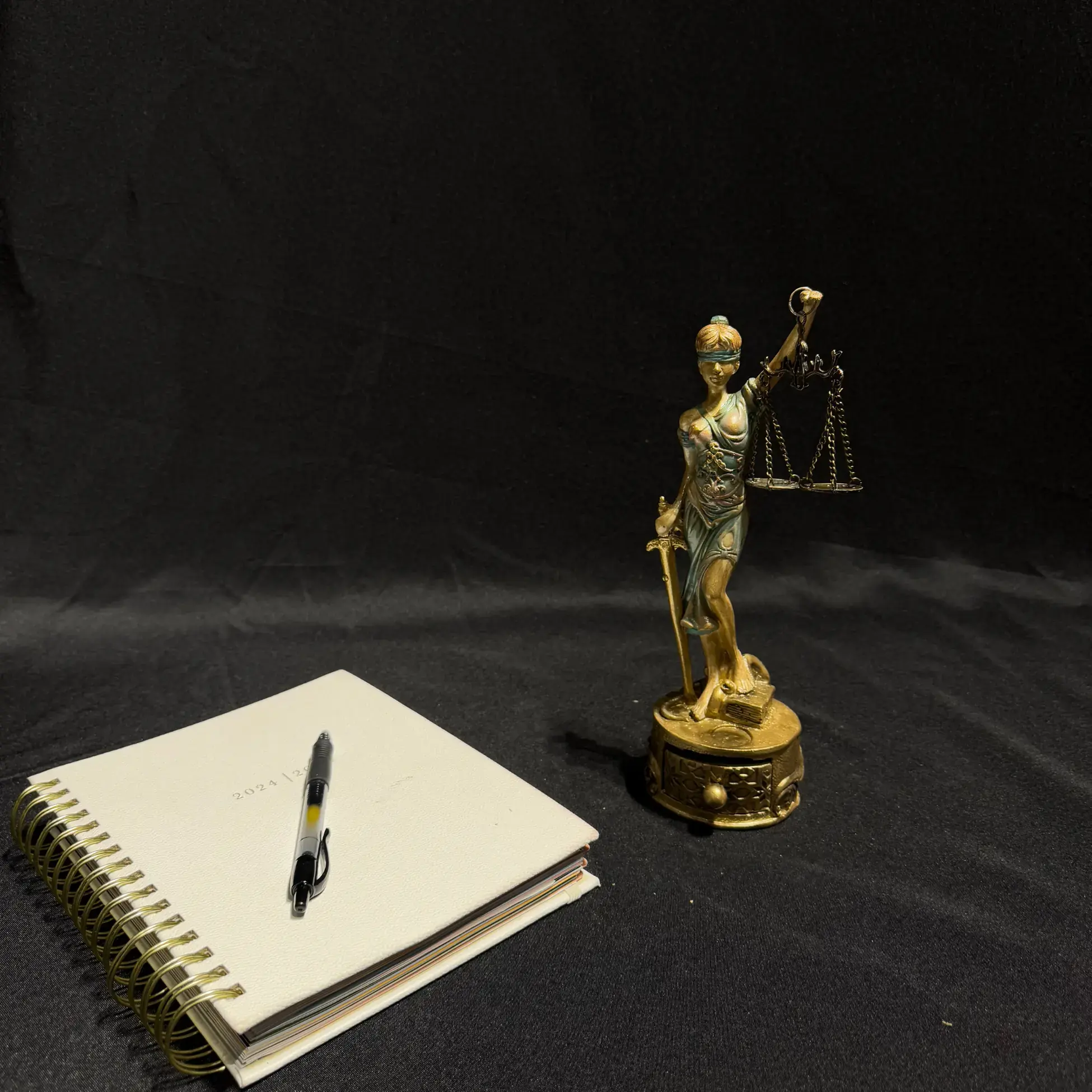 Lady Justice Decorative Sculpture with Green Dress and Drawer Detail Handmade