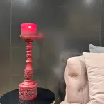 Ferozzi Handmade Ornate Red Candle Holders with Decorative Details Two-Piece Set