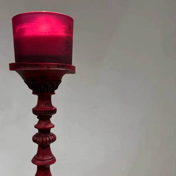 Ferozzi Handmade Ornate Red Candle Holders with Decorative Details Two-Piece Set