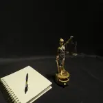 Ferozzi Handmade Lady Justice Decorative Sculpture with Blue Dress and Drawer Detail