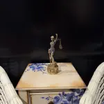 Ferozzi Handmade Lady Justice Decorative Sculpture with Blue Dress and Drawer Detail