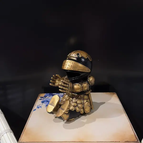 Golden Knight Figurine – Wine Bottle Holder  Medieval Sculpture Handmade