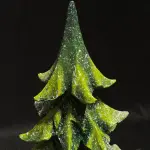 Ferozzi Green Christmas Tree Decoration – Handmade with Black and White Striped Base