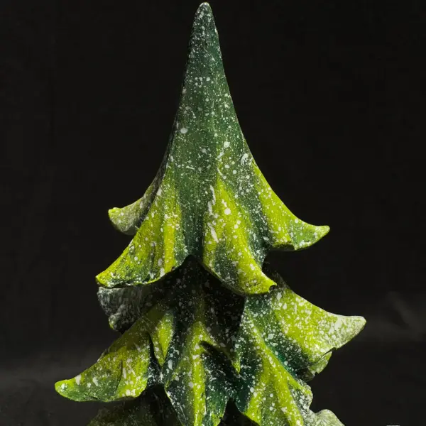 Ferozzi Green Christmas Tree Decoration – Handmade with Black and White Striped Base