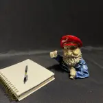 Captain Figurine – Wine Bottle and Wine Glass Holder Sculpture with Red Hat (Handmade)