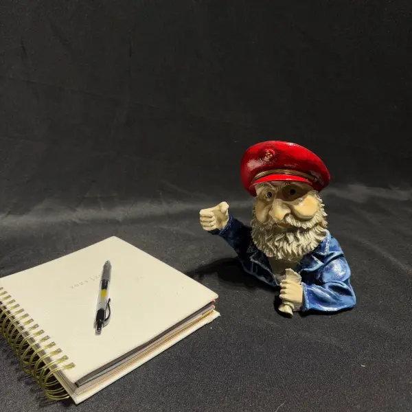 Captain Figurine – Wine Bottle and Wine Glass Holder Sculpture with Red Hat (Handmade)