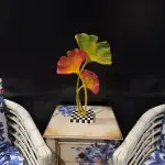 Autumn Leaves Sculpture – Decorative Fall-Inspired Design with Checkered Base