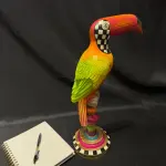 Toucan Sculpture – Vibrant Tropical Bird Design with Checkered Base Handmade