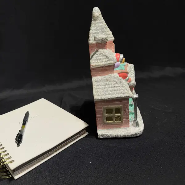 Ferozzi Handmade Santa and Snow-Covered Christmas House