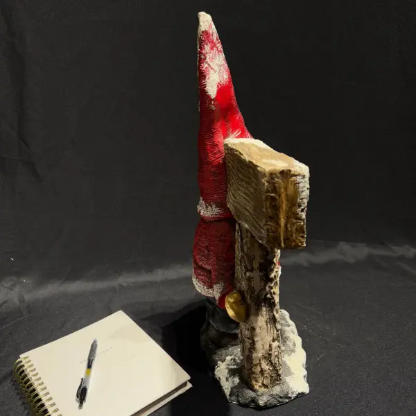 ferozzi handmade santa gnome with welcome sign and golden heart sculpture