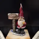 ferozzi handmade santa gnome with welcome sign and golden heart sculpture
