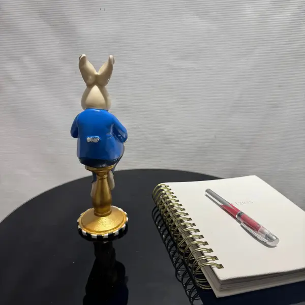 Ferozzi Sophisticated Blue Tuxedo Rabbit Figurine – Handcrafted Baroque-Inspired Home & Lounge Decor