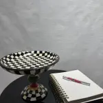 Ferozzi Handcrafted Checkered Pedestal Bowl – Artistic Decorative Centerpiece for Home & Dining