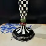 Ferozzi Handmade Checkered Candle Holder | Elegant Black & White Decorative Piece